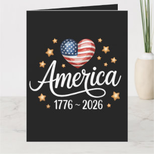 Carte Joli cœur de drapeau 1776-2026 4 juillet 250e 