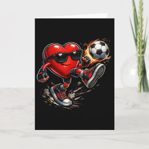 Carte Joli cœur jouant au football à la Saint-Valentin F