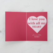 Carte Joli cœur rose pour la Saint-Valentin (Intérieur)