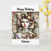 Carte Joli collage d'art Personnalisé Anniversaire (Fleur jaune)