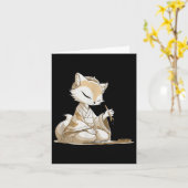 Carte Joli costume de kitsune japonais pour les amateurs (Fleur jaune)