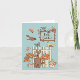 Carte Joli Cottagecore Oiseaux et animaux Anniversaire