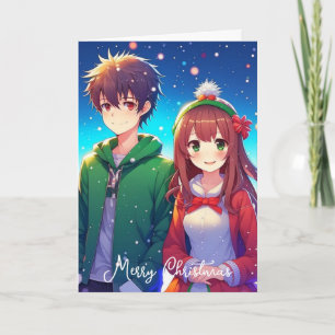 Carte Joli couple d'anime   Joyeux Noël de notre part