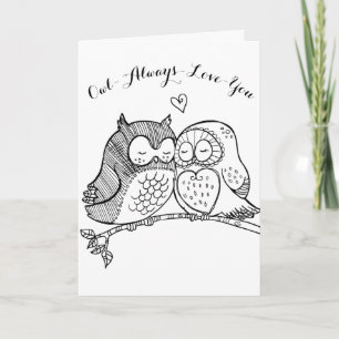 Carte Joli Couple de Hiboux Vous Aime Toujours