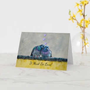 Carte Joli Couple de Pigeons Félicitations Mariage Fianç