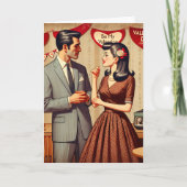 Carte Joli Couple Rétro Saint-Valentin Personnalisé (Devant)