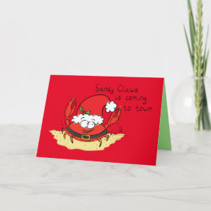 Carte Joli crabe de Noël drôle de vacances Santa dessin