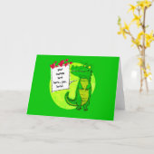 Carte joli crocodile drôle dessin animé avec les coeurs (Fleur jaune)