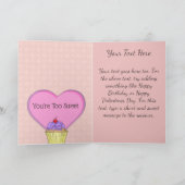 Carte Joli Cupcake Rose Foncé en Forme de Coeur Amour Do (Intérieur)
