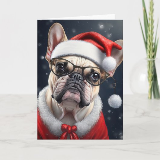 Carte Joli design de vacances de Noël de bulldog françai (Devant)