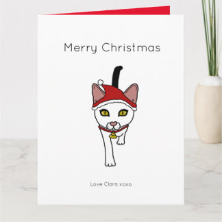 Carte Joli dessin animé de Noël Santa Cat