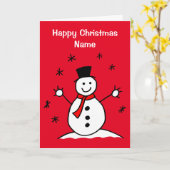 Carte Joli dessin Snowman Red Christmas (Fleur jaune)