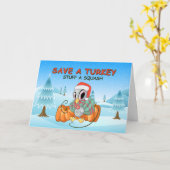 Carte Joli dindon de Noël vegan (Fleur jaune)