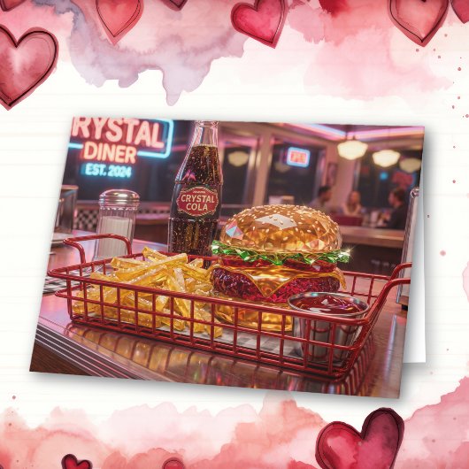 Carte Joli diner rétro Joyeuse Saint-Valentin