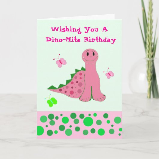 Carte Joli Dinosaure Rose (Devant)