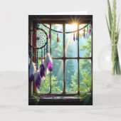 Carte Joli Dreamcatcher violet dans la fenêtre Anniversa (Devant)