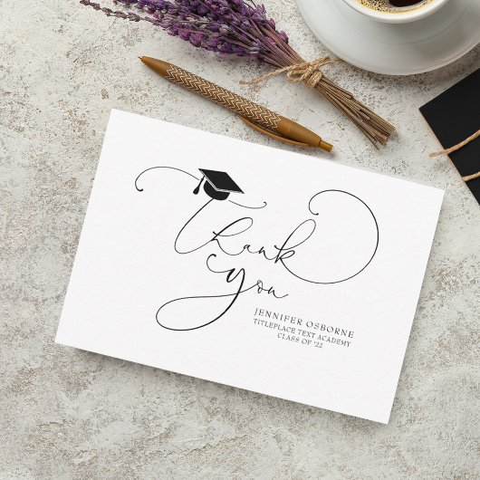 Carte Joli écriture calligraphique remerciement de fin d