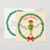 Carte Joli elfe de Noël avec mandoline (Devant / Derrière)