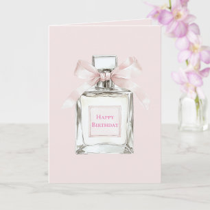 Carte Joli en rose Parfum Flacon Ruban Anniversaire