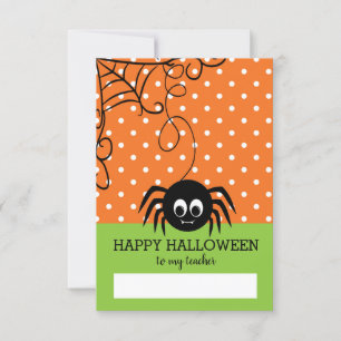 Carte Joli Enseignant d'Halloween à l'araignée mignonne