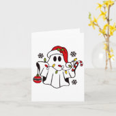 Carte Joli Fantôme Éffrayant Noël Santa Hat Funny Famill (Fleur jaune)