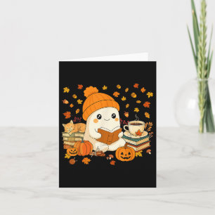 Carte Joli Fantôme Lecteurs de Livres Automne Halloween