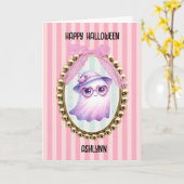 Carte Joli Fantôme Rose Halloween (Fleur jaune)
