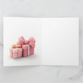 Carte Joli faon, bébé cerf en robe rose avec des fleurs (Intérieur)