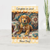Carte Joli Félicitations pour votre nouveau chien Setter (Devant)