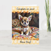 Carte Joli Félicitations pour votre nouveau chiot Chihua (Devant)