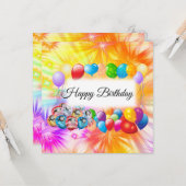 Carte Joli, Feu d'artifice coloré, Ballons, Anniversaire (Devant/Arrière en situation)