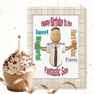 Carte Joli Fils Adulte Caricature Ethnique Anniversaire 