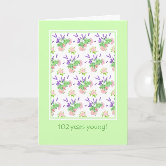 Carte Joli Floral 102e anniversaire Salutation (Devant)