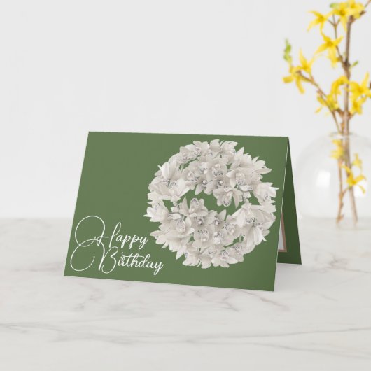 Carte Joli Floral Blanc Orchidée Fleur Garland Anniversa (Fleur jaune)