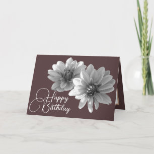 Carte Joli Floral Elegant Dahlia Fleur Brown Anniversair