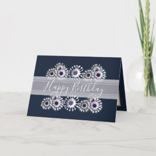 Carte Joli Floral Elegant Daisy Flower Navy Anniversaire