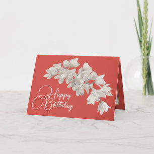 Carte Joli Floral Moderne Orange Fleur Orange Anniversai