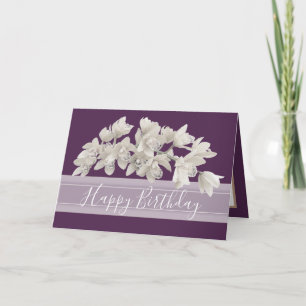 Carte Joli Floral Moderne Orchidée Fleur pourpre Anniver