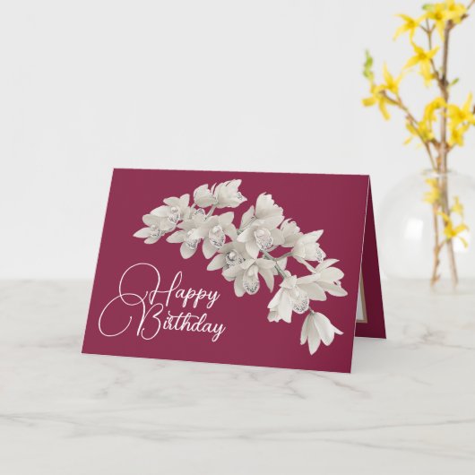 Carte Joli Floral Moderne Orchidée Fleur rose Anniversai (Fleur jaune)