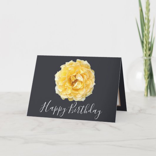 Carte Joli Floral Moderne Rose Fleur Gris Anniversaire (Devant)