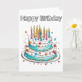 Carte Joli gâteau d'anniversaire de fête