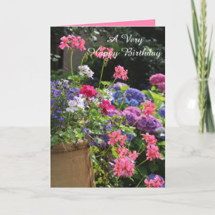 Carte Joli Geraniums de fleurs d'été dans un pot
