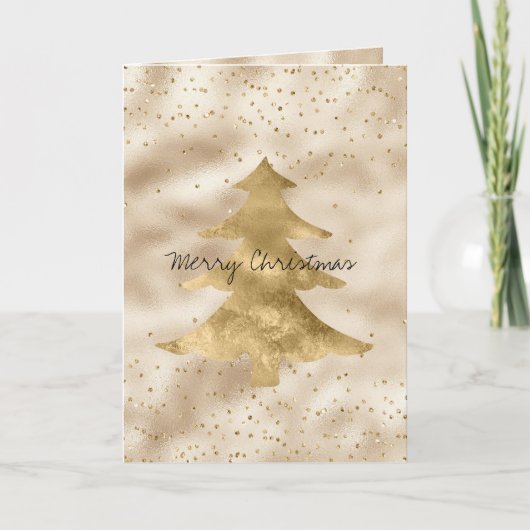 Carte Joli Glam Gold Sparkle Dots Arbre de Noël (Devant)