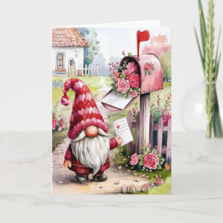 Carte Joli gnome de la Saint-Valentin au boîtier aux let