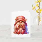 Carte Joli Gnome Faisant Signe d'Amour (Fleur jaune)