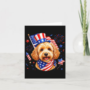 Carte Joli Goldendoodle Drapeau Américain 4 Juillet Homm
