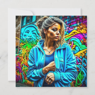 Carte Joli Graffiti Urban Street Art Girl