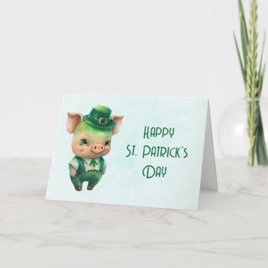 Carte Joli Green St. Patrick's Day Pig (Devant)