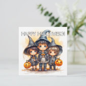 Carte Joli Halloween Adorable Pour Les Enfants (Debout devant)