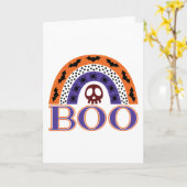 Carte Joli Halloween Arc-en-ciel Épouvantable Crâne de C (Fleur jaune)